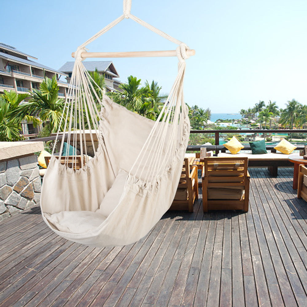 Bohemian Beige Hanging Hammock Swing