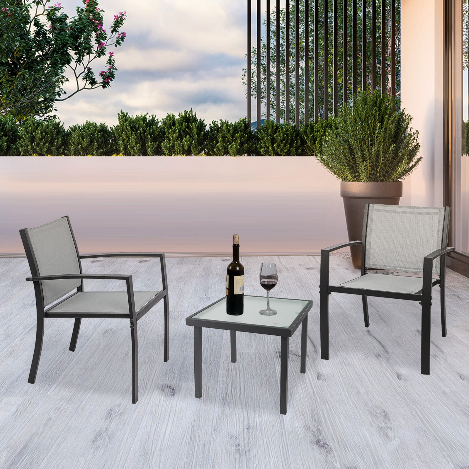 2 Seater Mesher Grey Garden Set