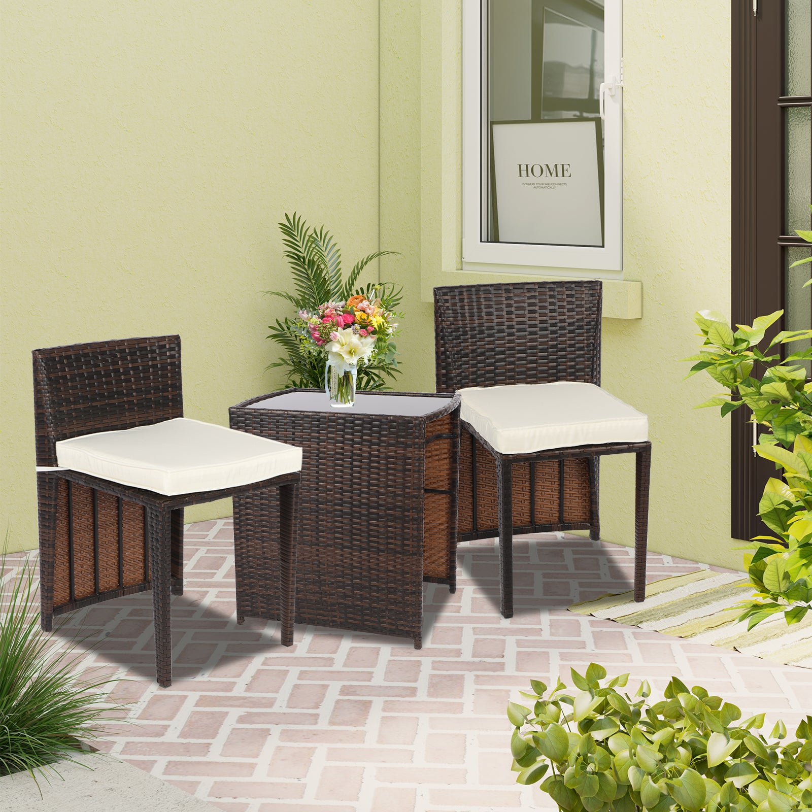 2 Seater Rattan Table Garden Set