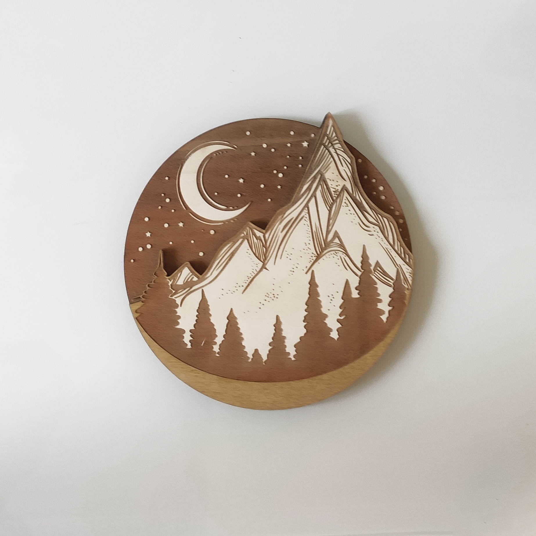 Handmade Night Forest Wooden Wall Art