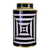 Black/White/Gold Ceramic Lidded Vase, Geometric Design 29cm