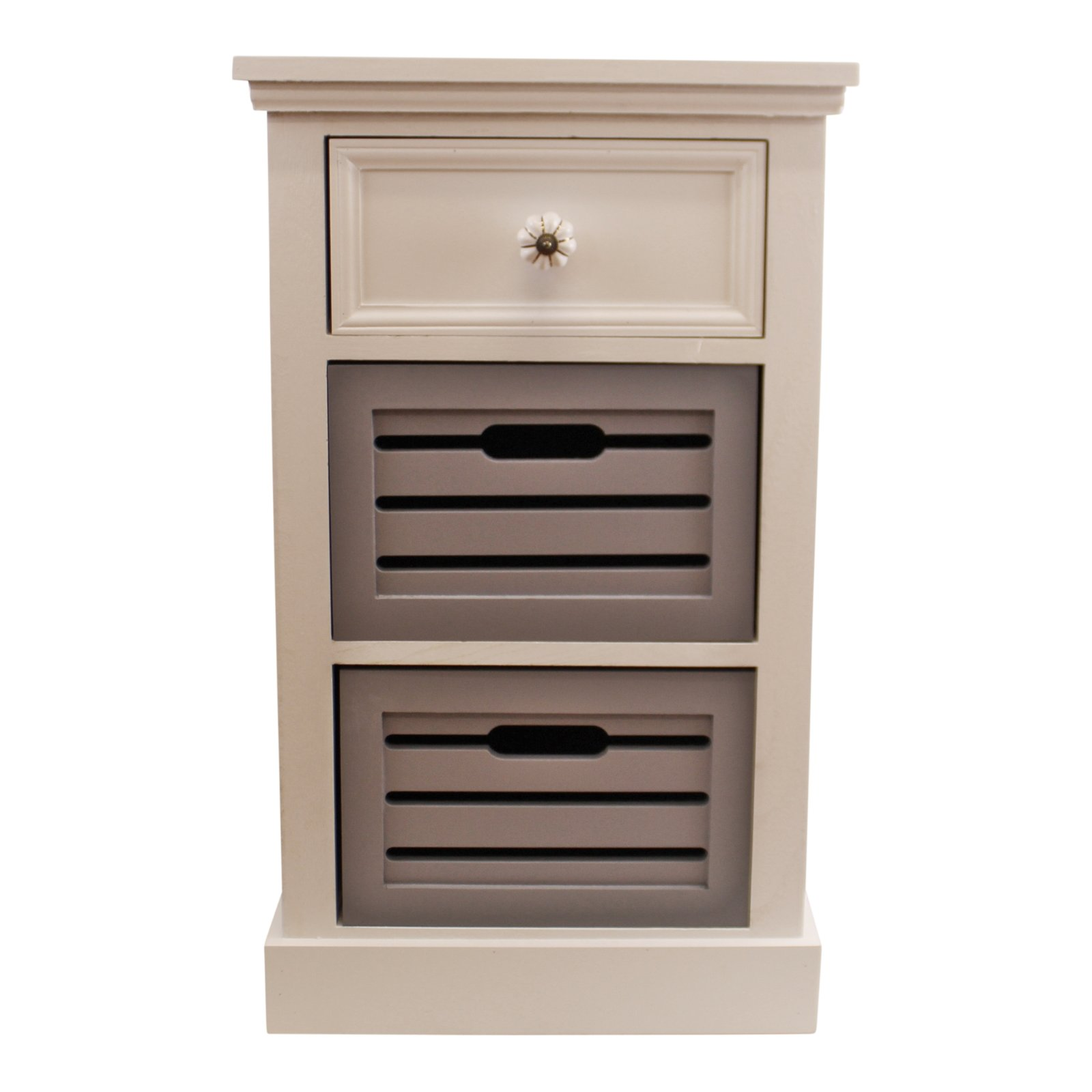 Cotswold 3 Drawer Grey & White Cabinet