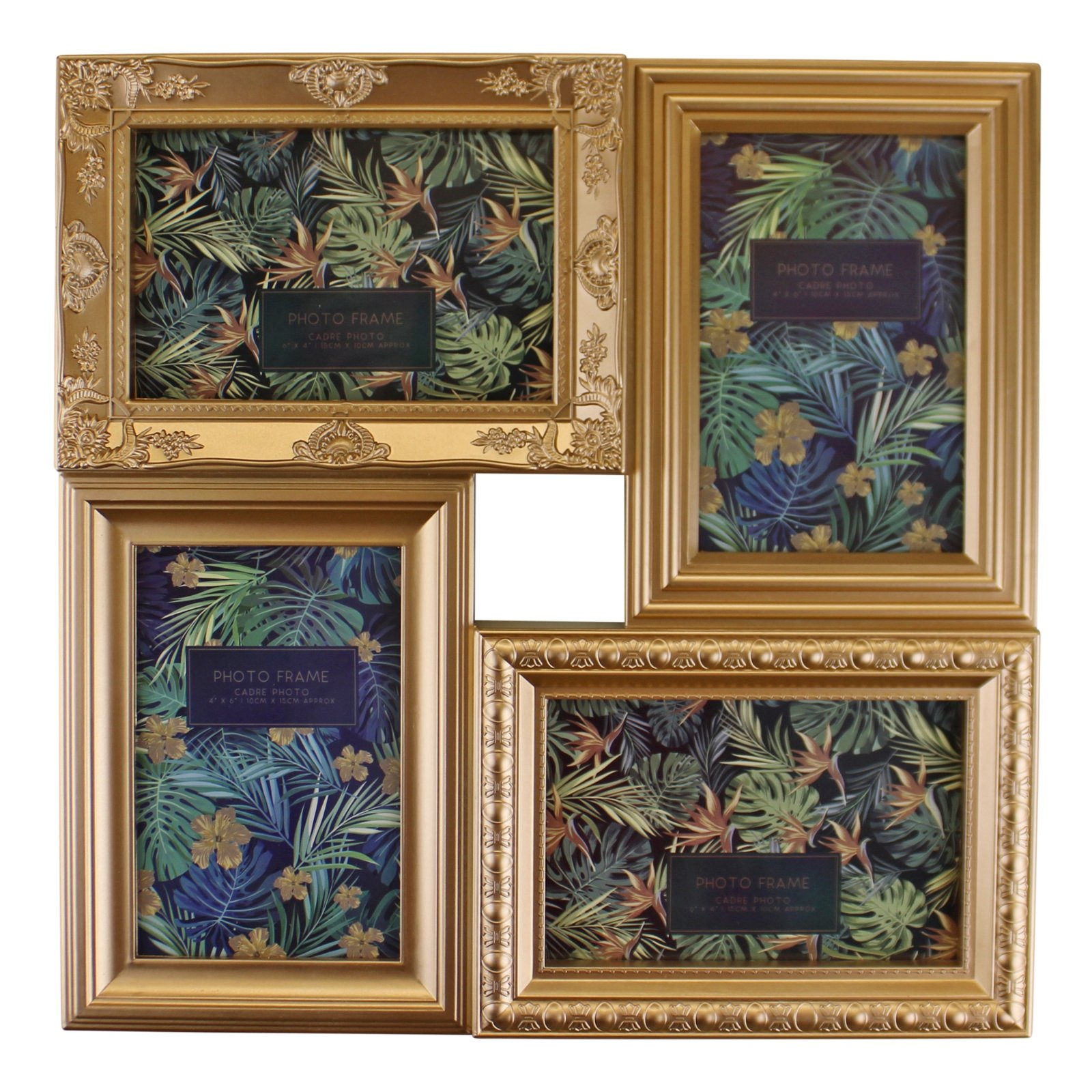 4 Connected Gold Photo Frames