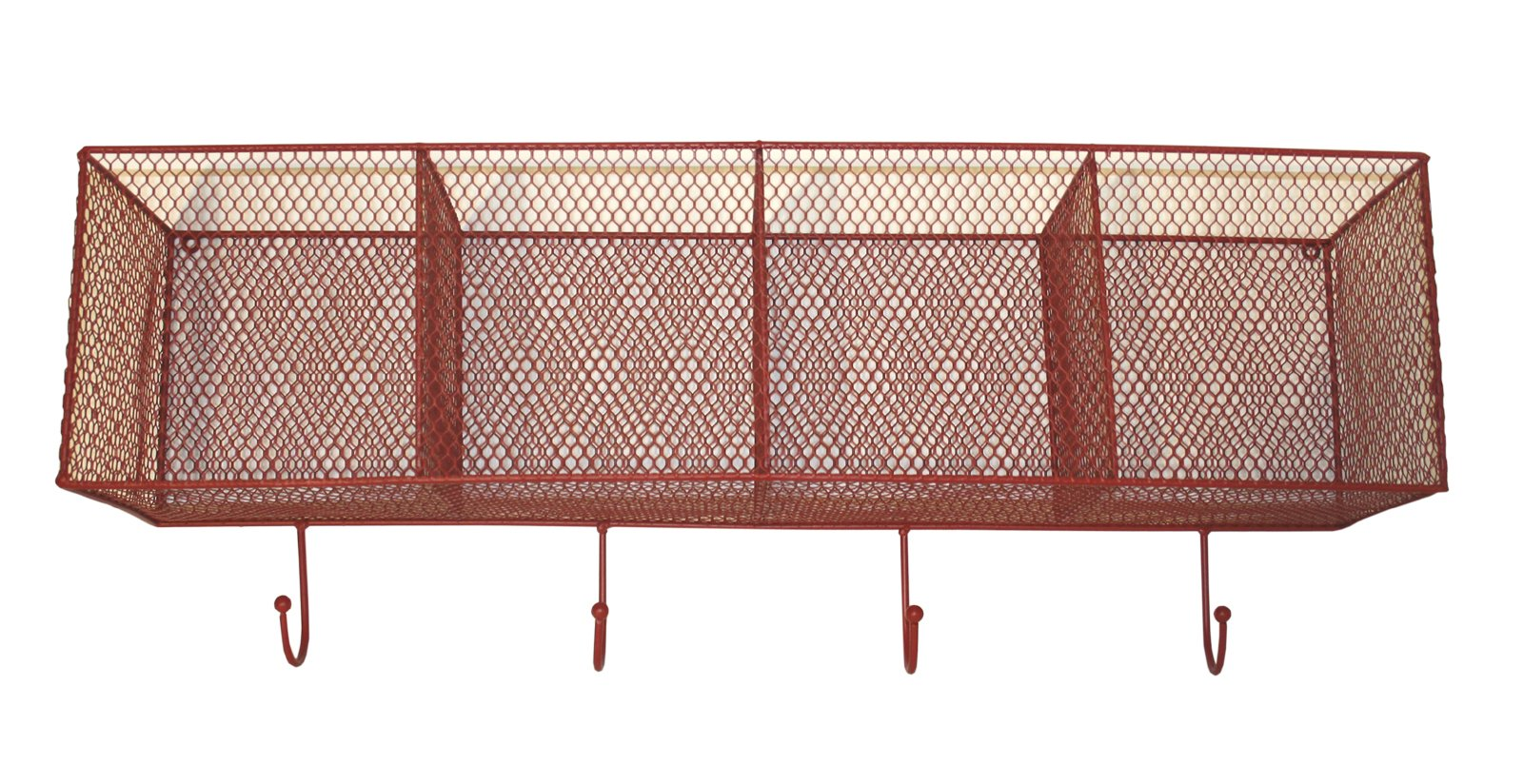Mesher Basket And Hook Wall Shelf - Red