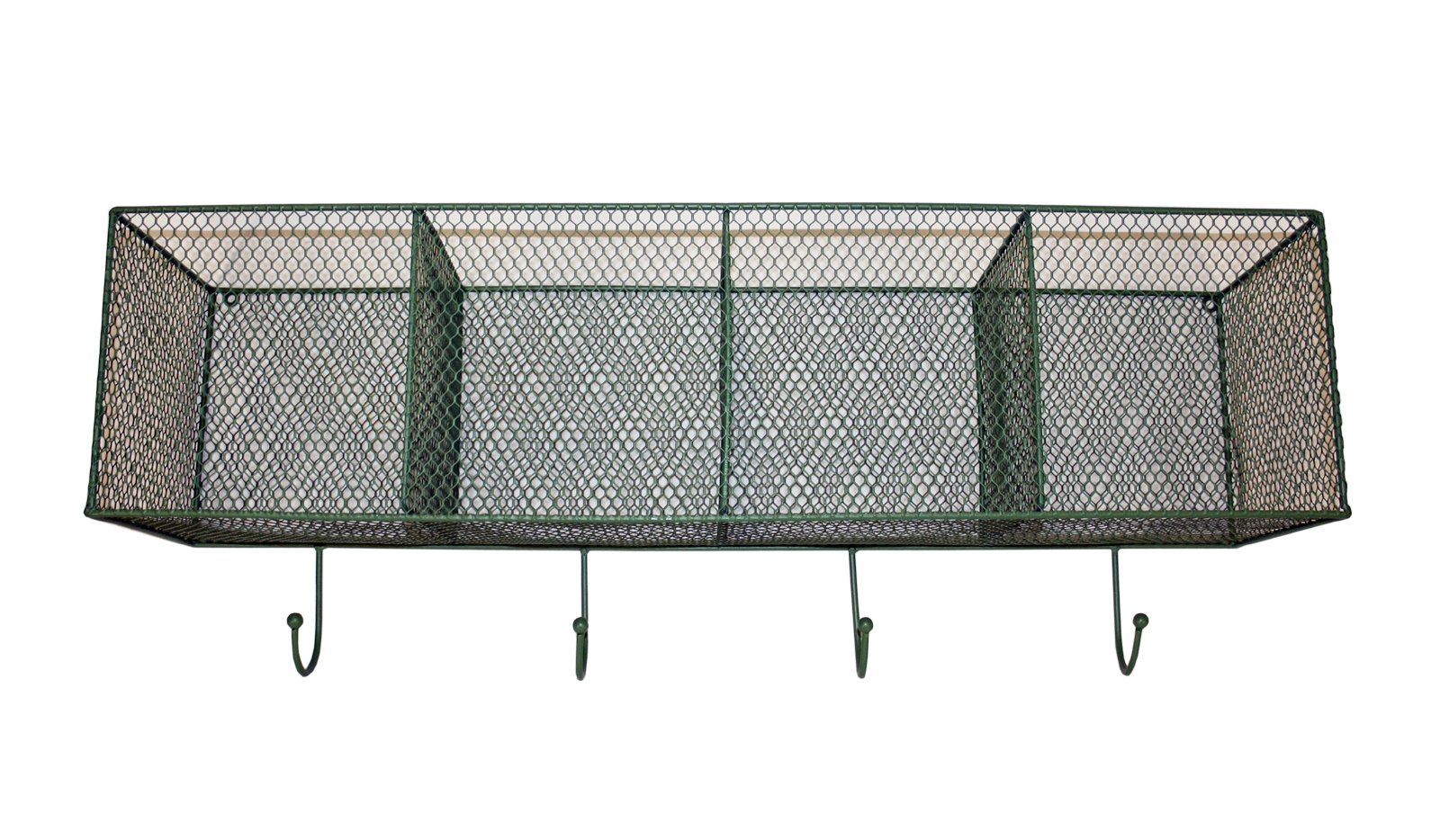 Mesher Basket And Hook Wall Shelf - Green