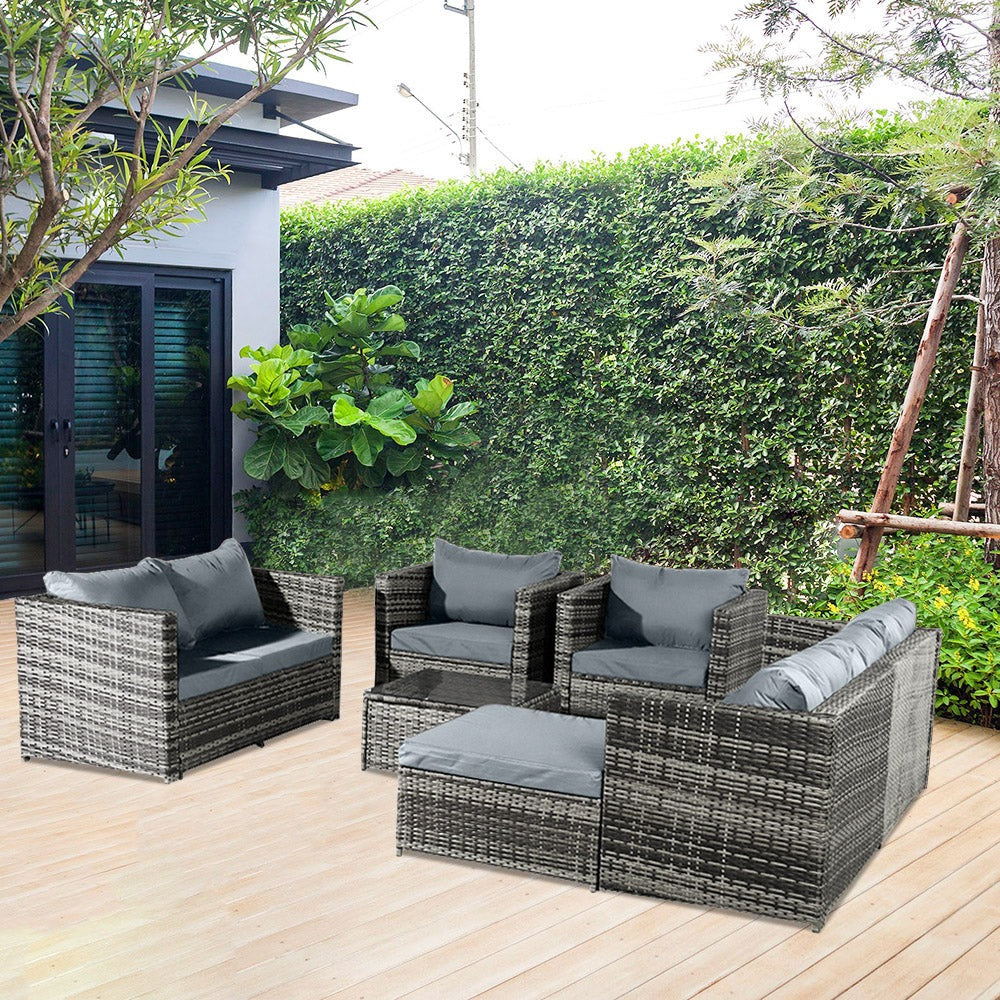 8 Full Chair Grey Rattan Garden Set