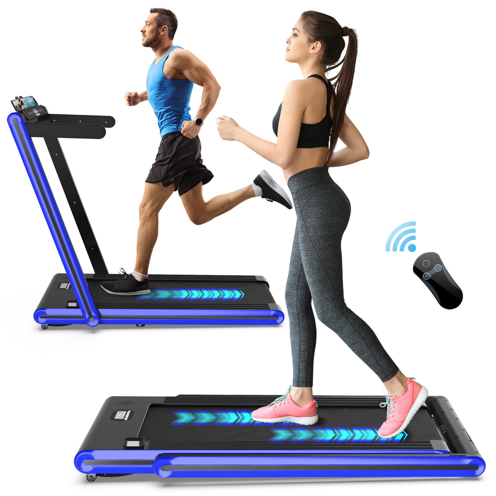 2 in 1 Folding Treadmill with Bluetooth