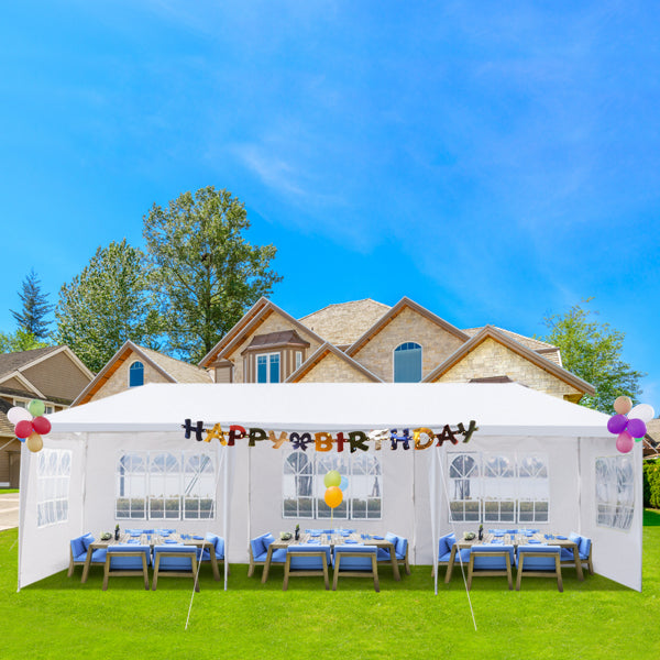 White 3 x 9m Five Sided Party Tent