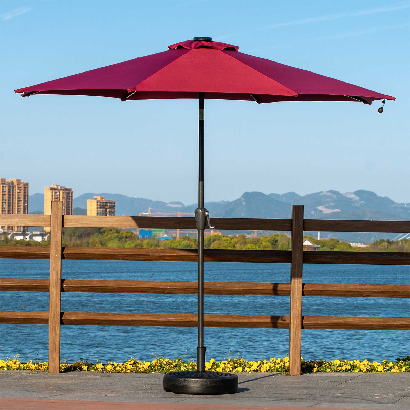 2.7M Solar LED Red Parasol - No Base Included
