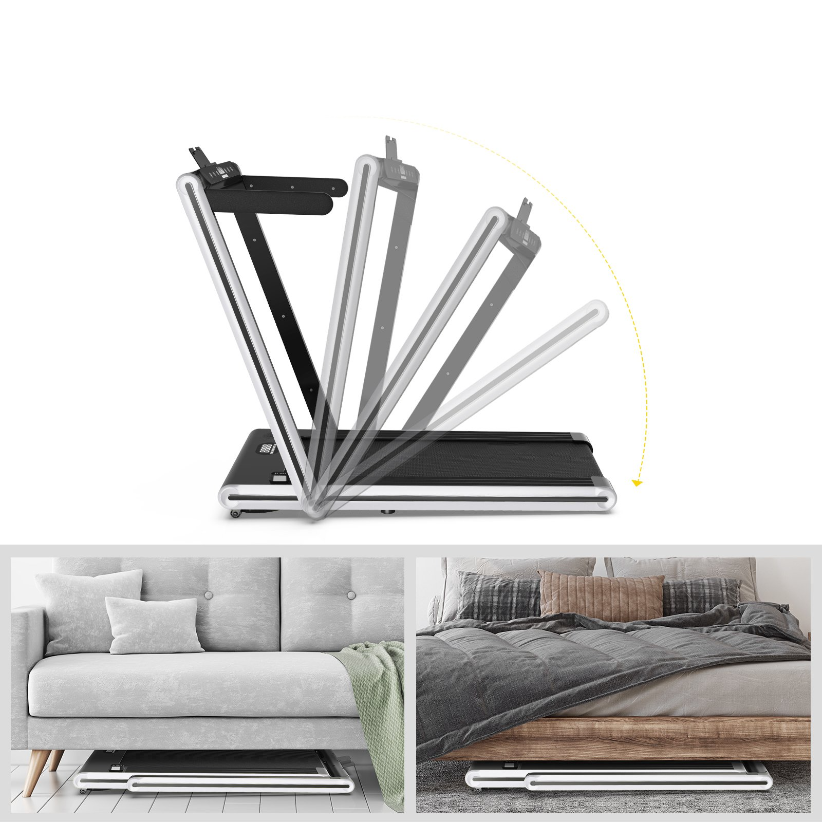 2 in 1 Folding Treadmill with Bluetooth