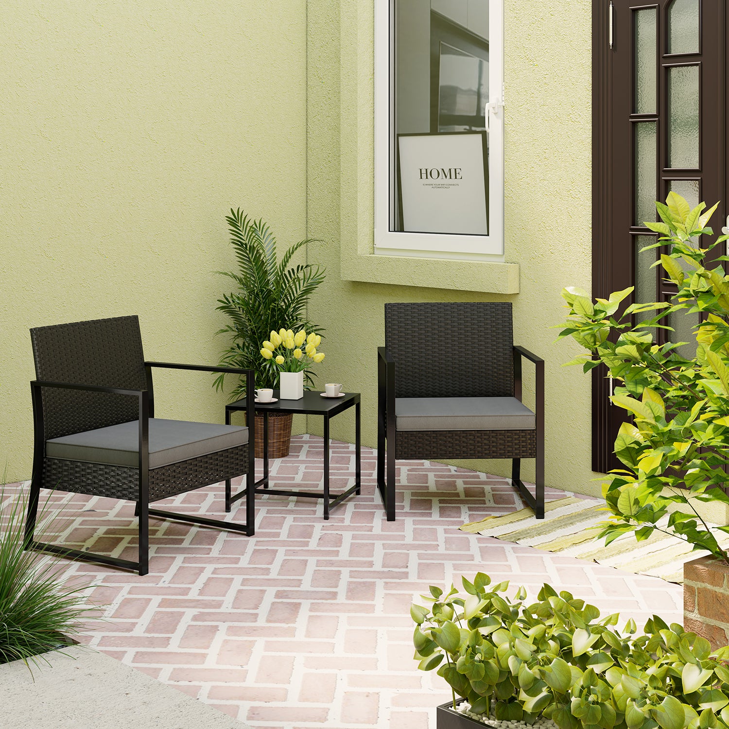 2 Seater Rattan Square Garden Set
