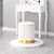 White Gold Trim Velvet Ottoman