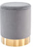 Grey Gold Trim Velvet Ottoman