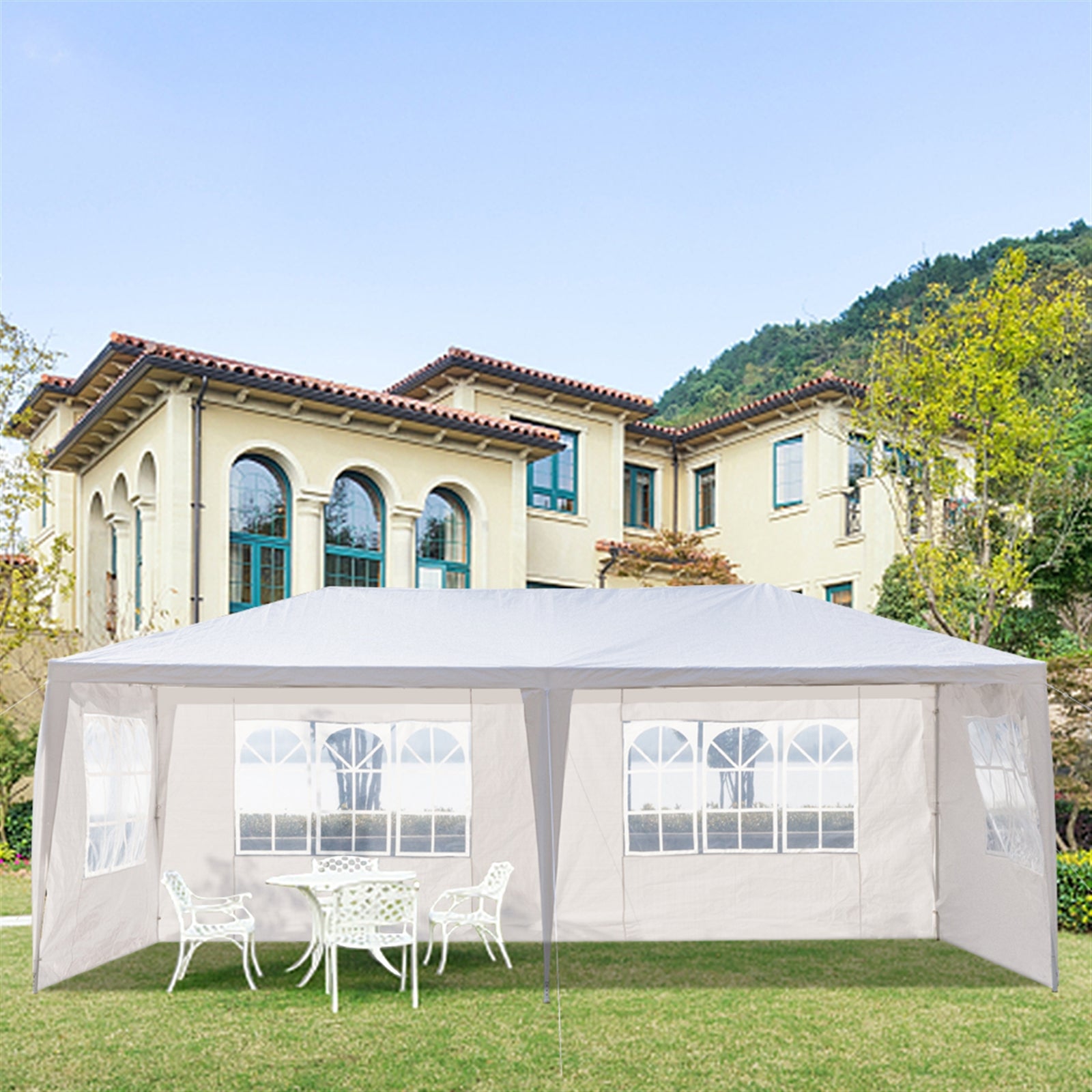 White 3 x 6m Four Sided Party Tent