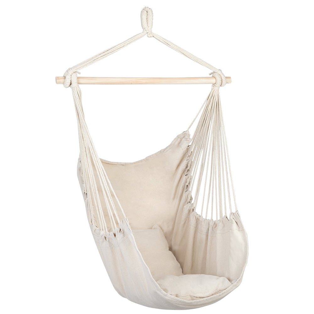 Bohemian Beige Hanging Hammock Swing