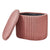 Pink Velvet Ridge Oval Ottoman