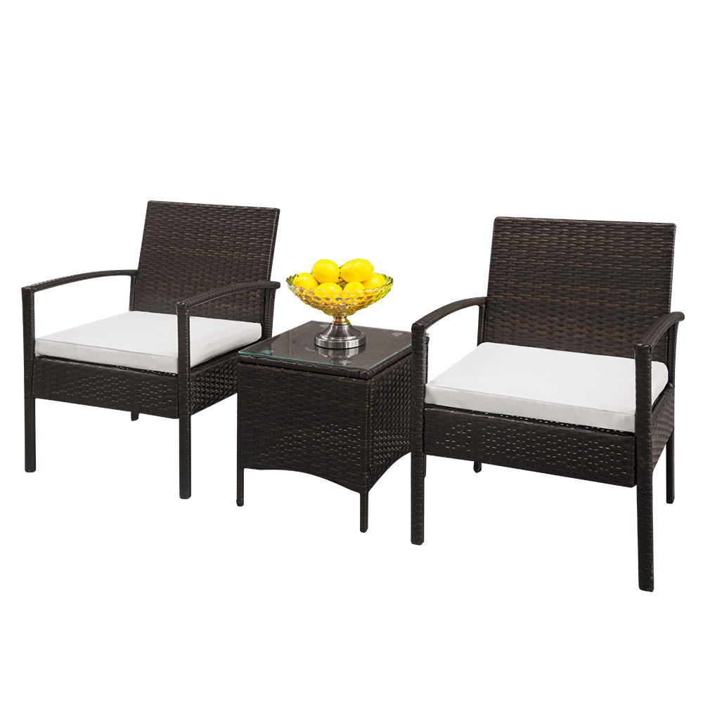 2 Seater Brown Rattan Garden Set
