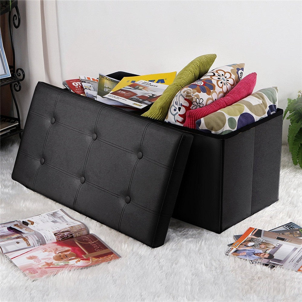 Pitchford Black Tufted Storage Ottoman