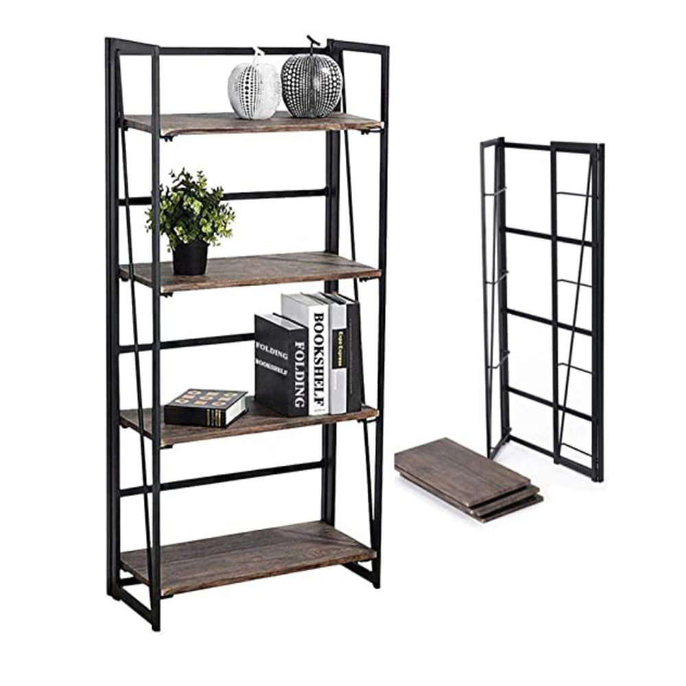 Darbro 4-Tier Industrial Style Folding Bookshelf
