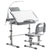 Grey Lifting Desk With Lamp