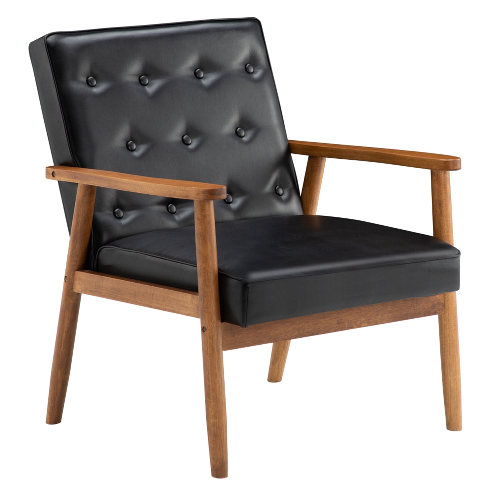 Leather Tufted Burlywood Armchair