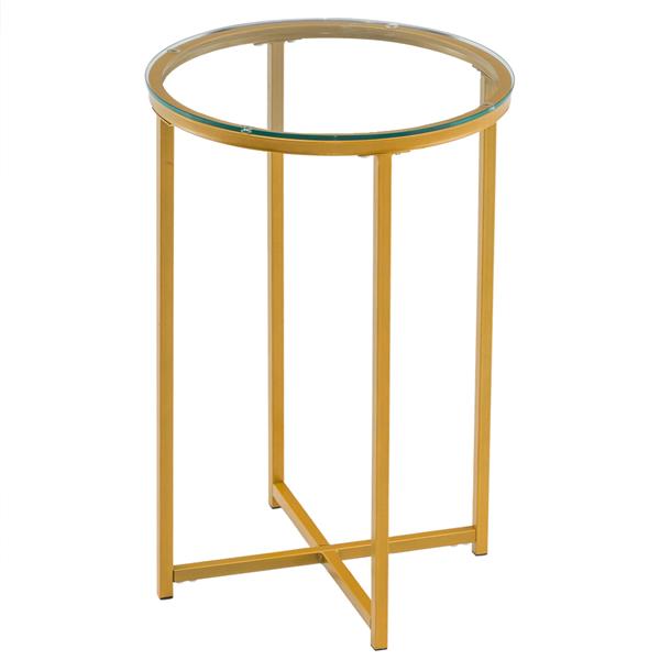 Round Golden Cross Glass Table