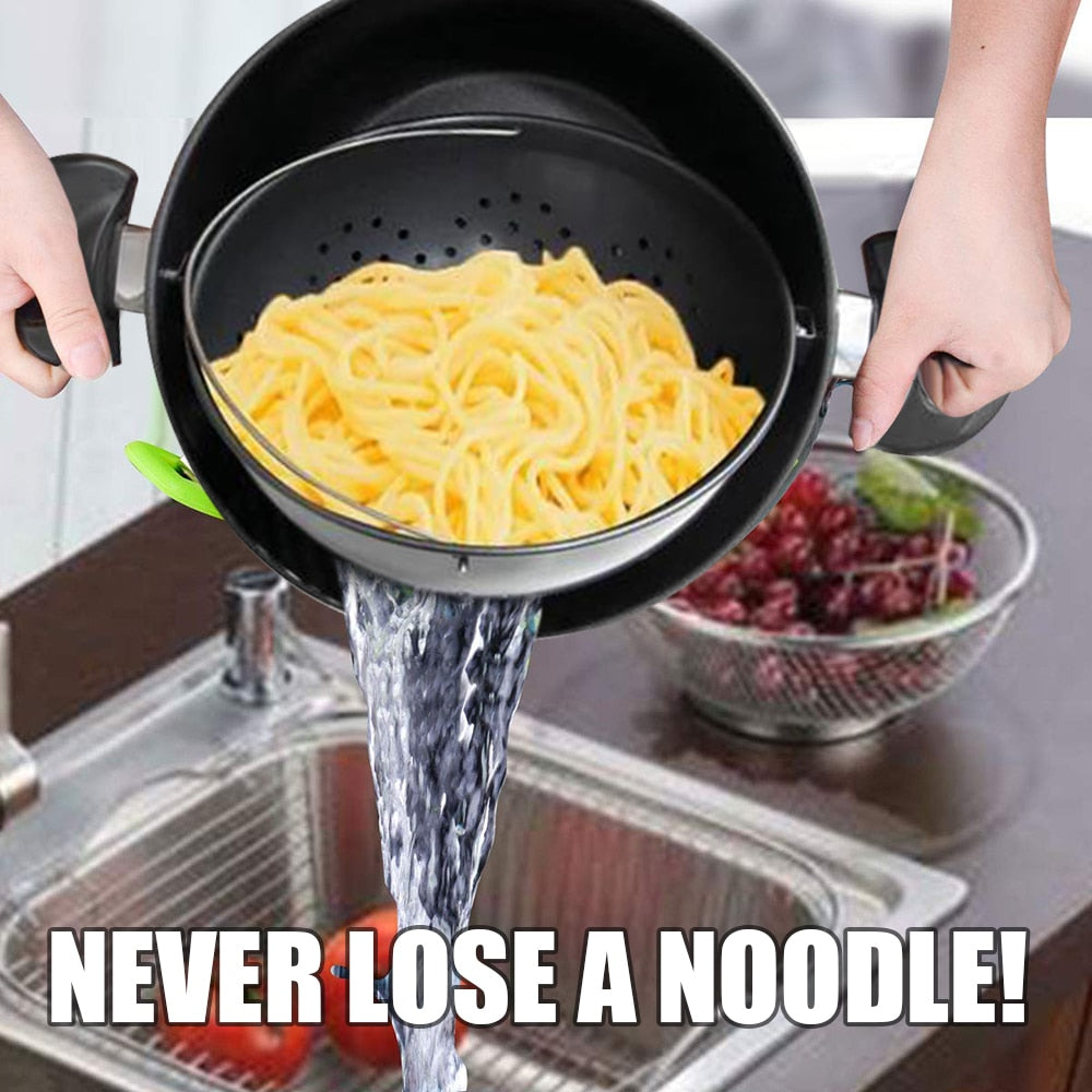 2 in 1 Food Saver Pot with Built-In Strainer