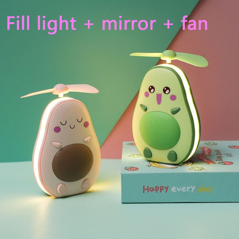 Glow Up Avocado USB Rechargeable Lamp, Fan & Mirror