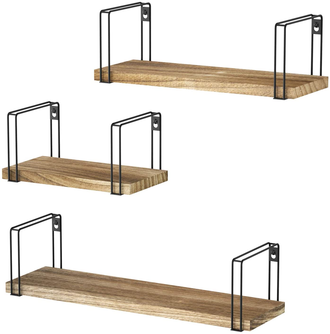 Set of 3 Vintage Wood Floating Shelves