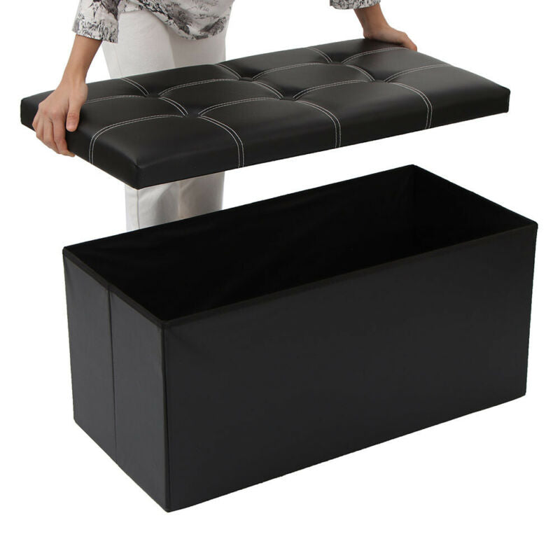 Sanford Black Tufted Storage Ottoman