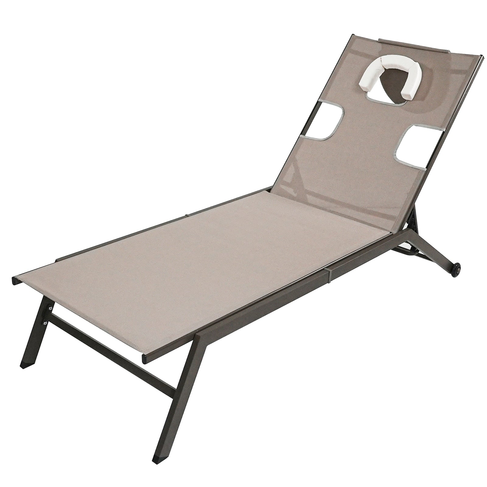 Brown Sun Lounger With Reading Hole