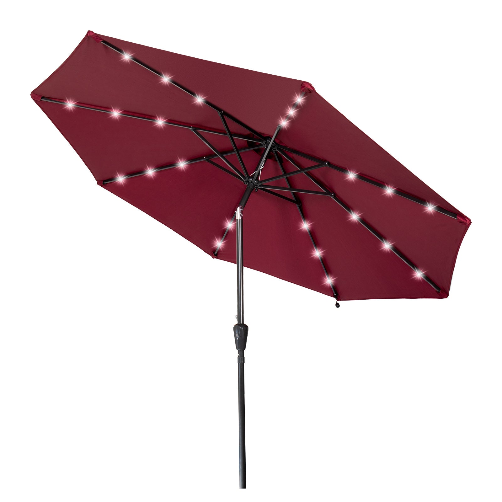 2.7M Solar LED Red Parasol - No Base Included