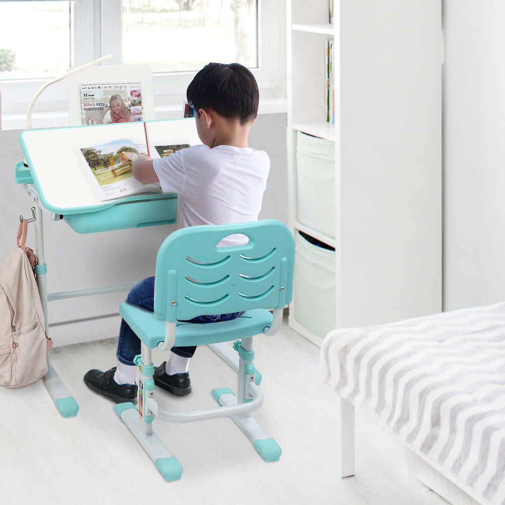 Duck Egg Blue Lifting Desk With Lamp
