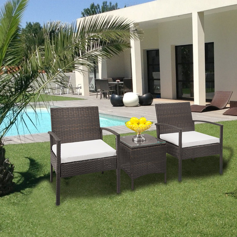 2 Seater Brown Rattan Garden Set