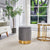 Grey Gold Trim Velvet Ottoman