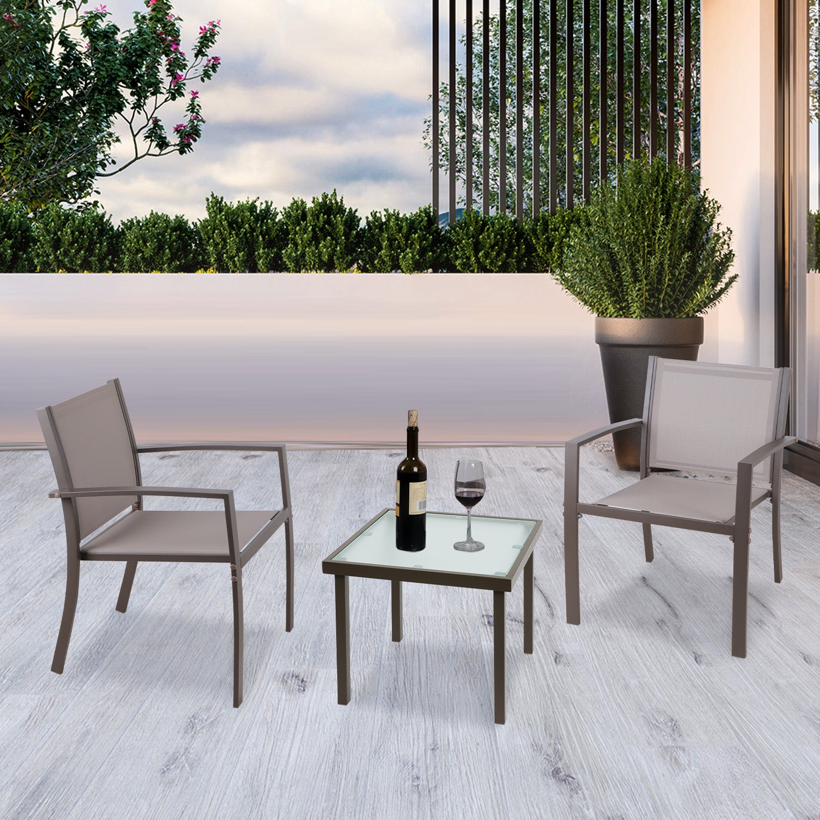 2 Seater Mesher Brown Garden Set