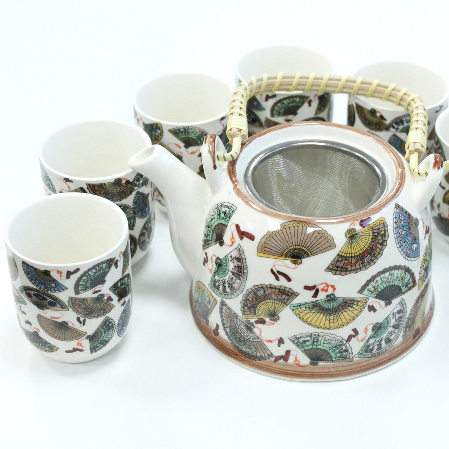 China Fan 7 Ceramic Piece Tea Set